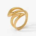 Three-layer wrap-around gold leaf ring in polished 316 stainless steel for women - Gold (KD807)