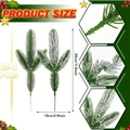 Set of 24 artificial green pine needles with white snow effect 29cm size chart - 3-Prong Pine Needle Branch