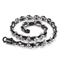 Collier hip hop pour homme en acier inoxydable avec maillons noirs et argentés - Bicolore Noir (KN90265-KFC)