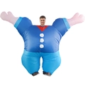 Funny inflatable blue party costume with pink hands and white pom-poms for Halloween - Fat Sailor / One Size