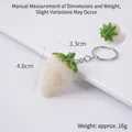 Realistic white PVC strawberry keychain model with realistic texture and dimensions - Light Leaf White Strawberry (With Keychain)