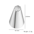 Star shaped stainless steel piping nozzle for cake decorating with dimensions and weight - Pattern 31