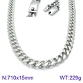 Silver stainless steel Cuban link necklace for men 15mm width 710mm length 229g - Silver Cuban Link Necklace 710x15mm(KN93859-Z)