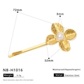 Golden stainless steel flower hair clip with white pearl detail and striped petals - Artificial Pearl Petal Style (NB-H1016) / 18K Gold / Gold