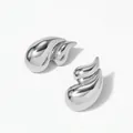 Polished silver geometric teardrop earrings in a sleek multi-layered stainless steel design - Silver Double Waterdrop Style (D2721)