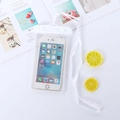 Waterproof phone pouch in clear and white finish with secure seal and adjustable neck lanyard - Glow in the Dark / White