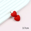 Fermaglio per capelli a doppio cuore rosso opaco su base in metallo argento, 3,7 cm - Fermaglio a Doppio Cuore da 3.7cm