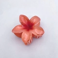 Orange frangipani flower hair claw clip with glossy finish for women's hairstyles - 8cm / Apricot Pink