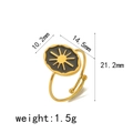 Verstellbarer goldener Kleeblattring mit schwarzem Emaille-Sonnenmuster und Maßen - Einstellbar Offen / Schwarze Sonne (TR4253)
