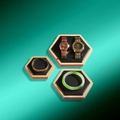 Three-piece hexagonal bamboo jewelry display tray set with premium black velvet lining - Black PU