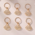 Golden shell charms hair rings set for braids bohemian style hair accessories for girls - Shell / Gold