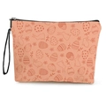 Borsa per trucco con coniglio pasquale arancione con motivi floreali a uovo e cinturino da polso - Stampa Coniglietto Pasquale e Uova (Stile 1) / 17x25cm