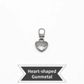 Removable heart-shaped gunmetal zipper puller with lobster clasp for bags and coats - Heart Shape - Gunmetal