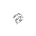 Engraved Drive Safe stainless steel open ring with arrow and heart symbols on silver band - US 9 / R95 Drive Safe / Silver