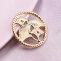 304 stainless steel circular pendant with hollow ginkgo leaf design in 18k gold finish - Gold
