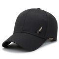 Black cotton baseball cap with golden wheat emblem and Freedom metal detail - Adjustable / Dark Gray