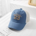 Detailed view of breathable mesh and high-quality 3D embroidery on child baseball cap - 50cm (1-3 Years) / Style 23-Blue