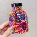 Colorful elastic rubber hair bands stored in a clear plastic jar with black lid - 1000Pcs/Jar / 8# Multicolor