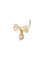 L-shaped gold nose stud with a dainty bow design and sparkling round zircon stone - Gold Bowknot Round Gem Dangle (HL-6)
