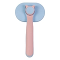 Spazzola per animali a forma di gatto rosa e blu con tasto autopulente rapido - Scatola a Colori / Blu Finlandese