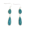 Irregular long teardrop earrings with Tiffany blue glitter finish and silver frames - Silver Frame Tiffany Blue (EA088-11)