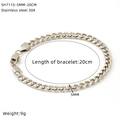 Dettaglio macro del bracciale a catena barbazzale in acciaio inossidabile 304 da 5 mm - Argento 20cm (SH711S-5MM-20CM)
