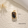Detail of 18K gold-plated rectangle pendant with tiger eye stone and 15mm size dimensions - Tiger's Eye Pendant