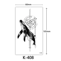 Waterproof temporary tattoo sticker with black whale and geometric heart design K-408 - K-408 Whale Geometric Heart