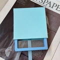 Elegante caja de regalo para joyas deslizante azul Tiffany con asa de cinta azul claro - Azul Set/Interior 9x9x2cm/Sin Impresión