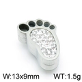 Pendentif patte en acier inoxydable avec strass, taille 13x9mm et poids de 1,5g - Style Empreinte Couleur Acier avec Strass (KLJ3610-Z) / Couleur Acier