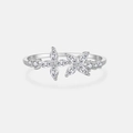 Elegant S925 sterling silver ring featuring marquise-cut zircons in double flower design - US 6 / Silver Double Flower