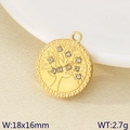 Golden Tree of Life stainless steel pendant with crystals on beige textured fabric - Zirconia Tree Canopy Relief Style (KLJ9647-ZLA)