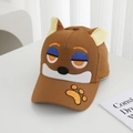 Detail van de geborduurde vossenpet met 3D-oren en duurzame katoenen stof voor kinderen - Vos-Khaki