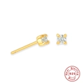 Boucles d'oreilles minimalistes en argent 925 doré avec zircon cubique rond - Mars Bleu Clair