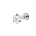 Zilveren roestvrijstalen labret-stud met een hartvormige zirkonia steen erop - 3mm Zirkonia (8mm Lengte) / Zilver (Hart)