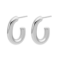 Boucles d'oreilles en acier inoxydable argenté en forme de U fini poli miroir - Argenté