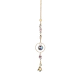 Star and moon suncatcher with purple crystal beads, glass prism ball and golden bell - Gold Moon Bell Style