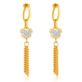 Elegant gold butterfly tassel earrings with sparkling crystals and long metal fringes - Ring Butterfly Rhinestone Tassel Style (GE922)