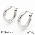 Pendientes de aro de acero inoxidable plateado pulido en variante de 22x4mm - Color acero