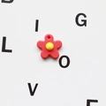 Mini red floral charm with yellow center and hanging hole for DIY keychains - Red