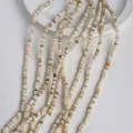 Irregular flat natural shell disc beads in mixed beige and brown for DIY jewelry - 5mm / Natural