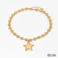 Golden beaded necklace with large star pendant and lobster clasp in polished finish - Star Pendant Bead Chain Style (KD1164)