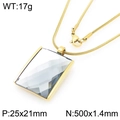 18K gold plated snake chain necklace with transparent gray glass pendant 17g - Gold 25*21mm Grey (KN292803-GC)