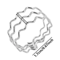 Detailed size specifications for a wavy 304 stainless steel ring with dimensions marked - Silver