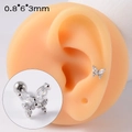 Orecchino a farfalla in argento con zircone bianco e chiusura a vite da 0,8x6mm per lobo - Farfalla Bianca