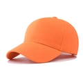 Detailed view of bright orange baseball cap with textured fabric and curved brim - Adjustable / Orange