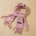 Pink cashmere long scarf featuring classic tassel edges and a soft woven texture - Baby Pink