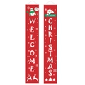 Red Christmas door banners featuring snowman and Santa with Merry Christmas welcome text - XS-17 Red Happy Holidays/Welcome/Christmas