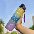 32oz gradient sports water bottle with straw and time marker in yellow blue purple - 1000ml / Yellow Blue Purple
