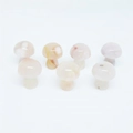 Set of 7 natural cream and pink crystal agate stone mushroom figurines for decor - Cherry Blossom Agate
